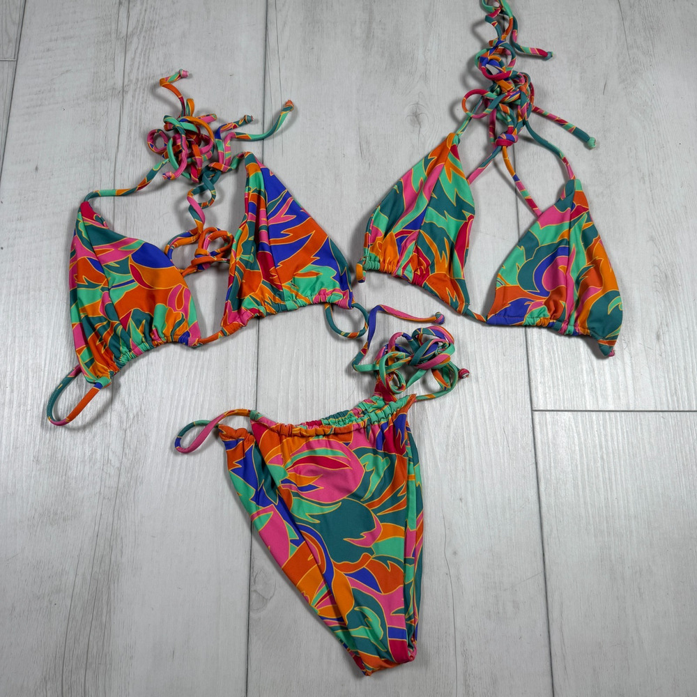 Stone Fox Swim Women's S/M Neon Tropicana Bikini Set Beach